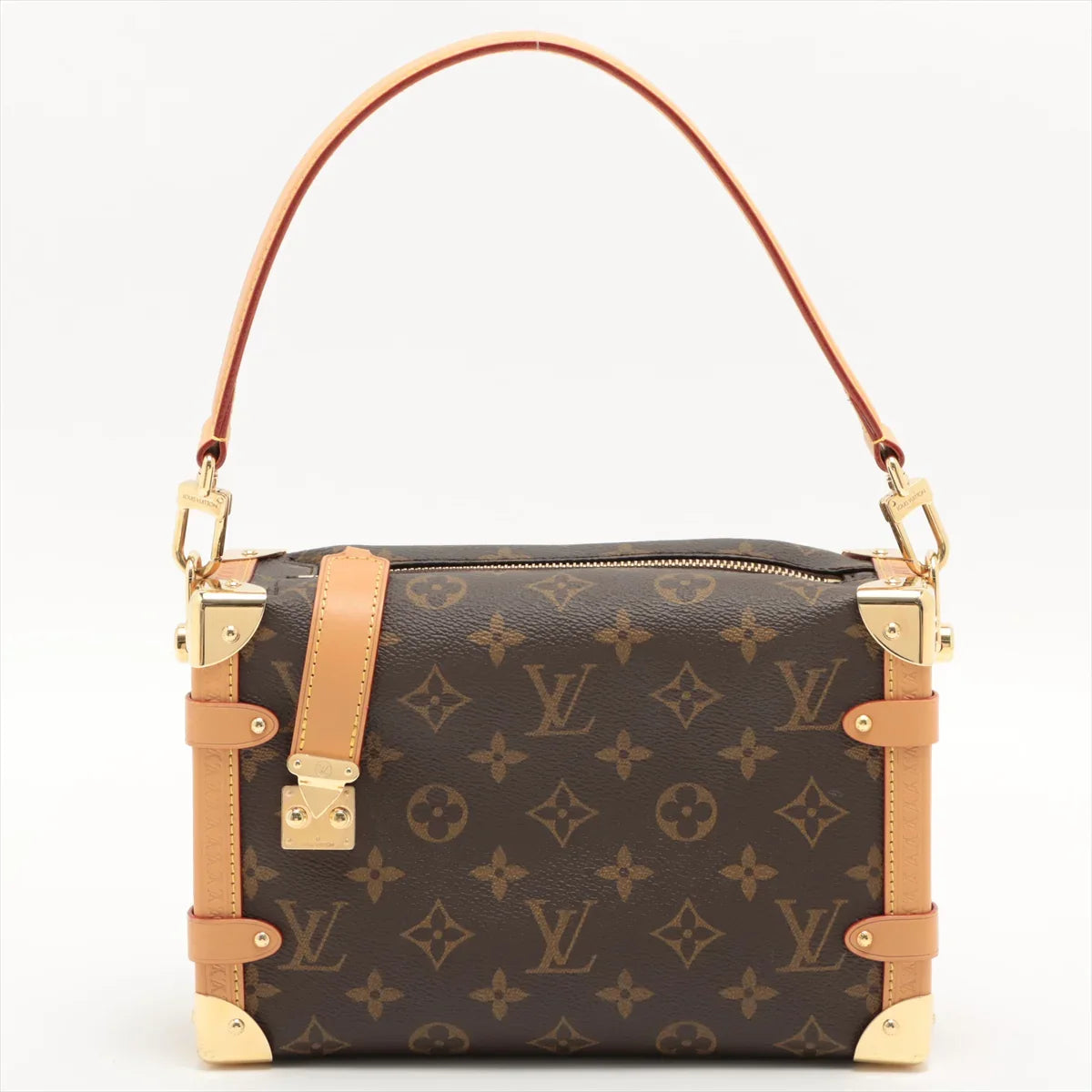 Louis Vuitton Side Trunk Handbag Monogram Canvas Brown PM