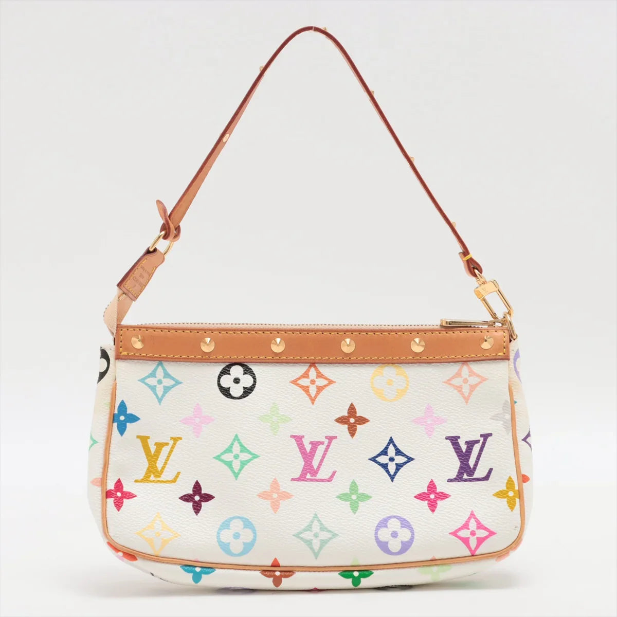 LOUIS VUITTON Monogram Multicolor Pochette Accessories White Takashi Murakami RANKA