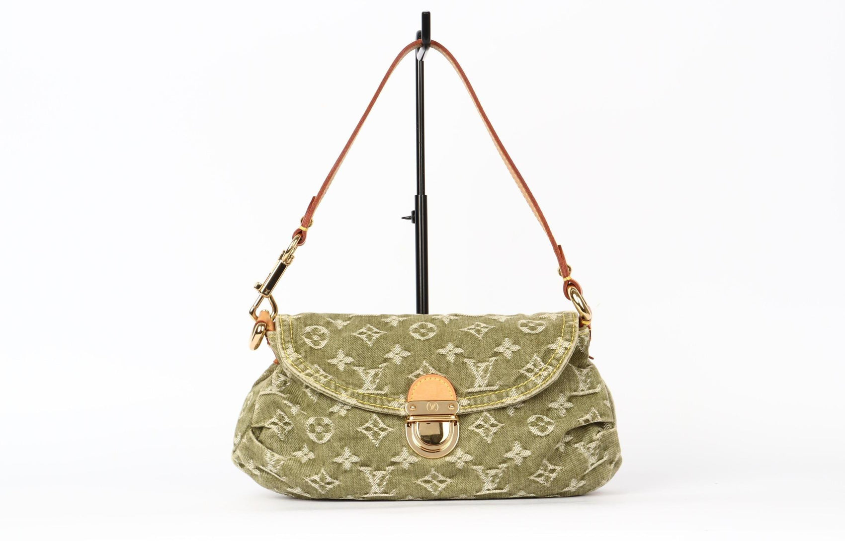 Pre Owned - Louis Vuitton Vintage Olive Green Denim Hobo Shoulder bag