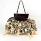 Fendi Fur Knit Acrylic Logo Handle Handbag Brown Multi