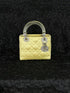 Dior Vintage Small Yellow Silk Lady Bag Rhinestone Silver Hardware - Classic Charmers