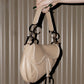 Christian Dior Vintage Beige milktea color on white stitch Saddle bag