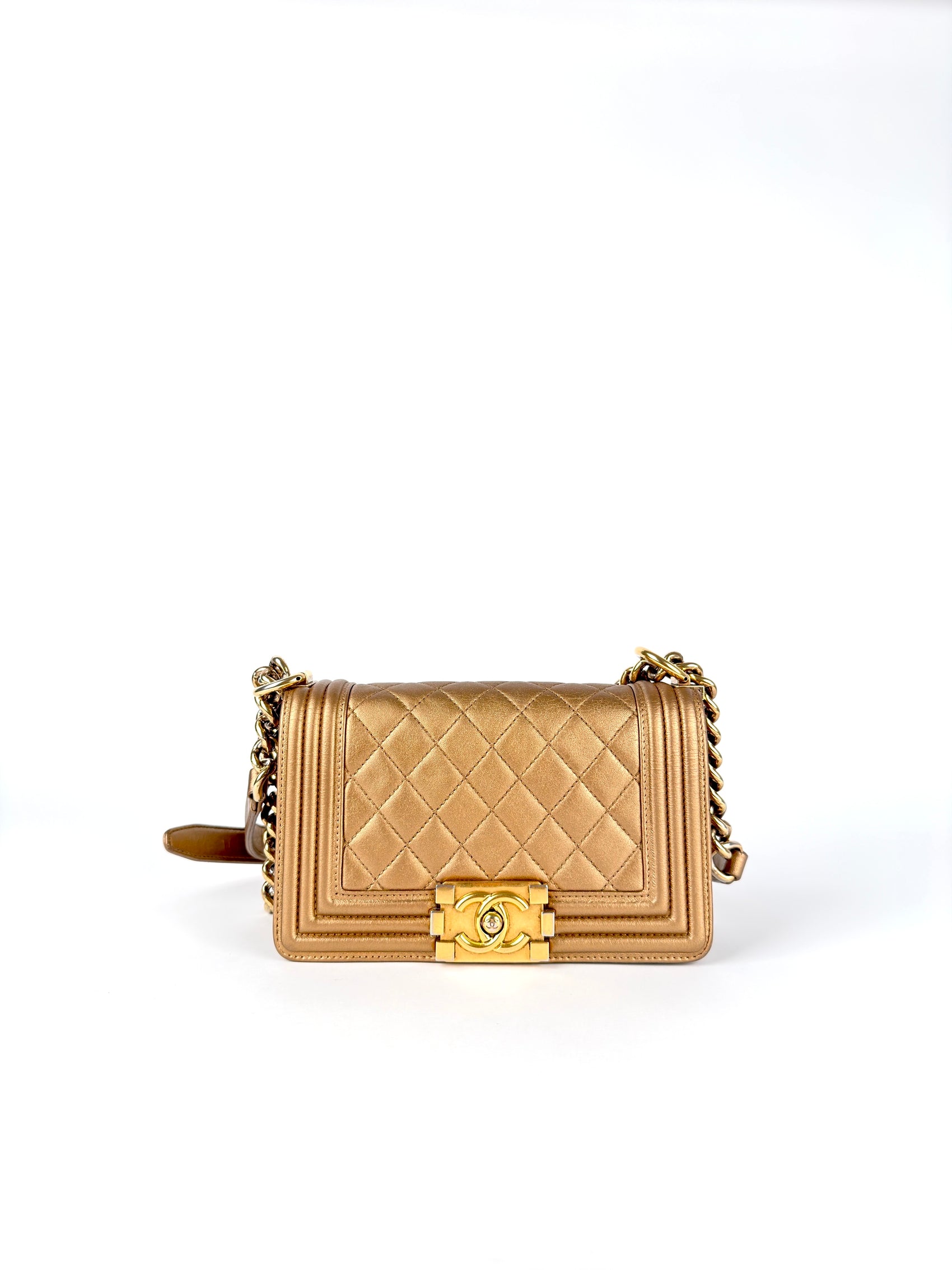Chanel Boy Bag – Metallic Gold Lambskin Small