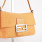 Pre-Owned Fendi Baguette Zucca Canvas Shoulder Bag Orange with Silver Hardware - Classic Charmers