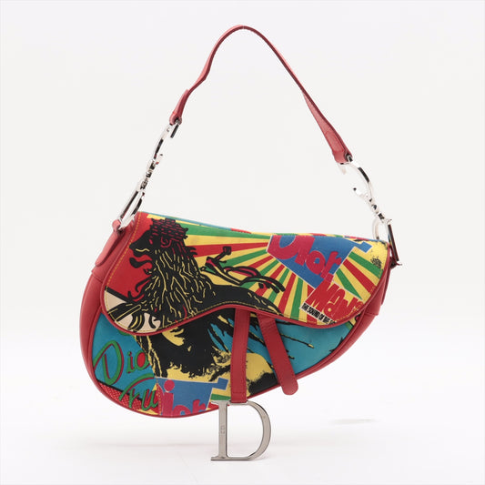 DIOR Canvas Rasta Mania Bob Marley Saddle Bag Red Multi color - Classic Charmers