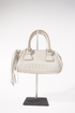 Chanel White Caviar Leather Tassel Boston Bag 