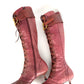 Christian Dior Galliano Era CD Buckle Ostrich Leather Lace-Up Knee-High Boots Burgundy size 37