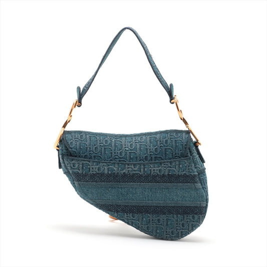 Pre Owned - Christian Dior Oblique Saddle Bag Denim Blue Medium
