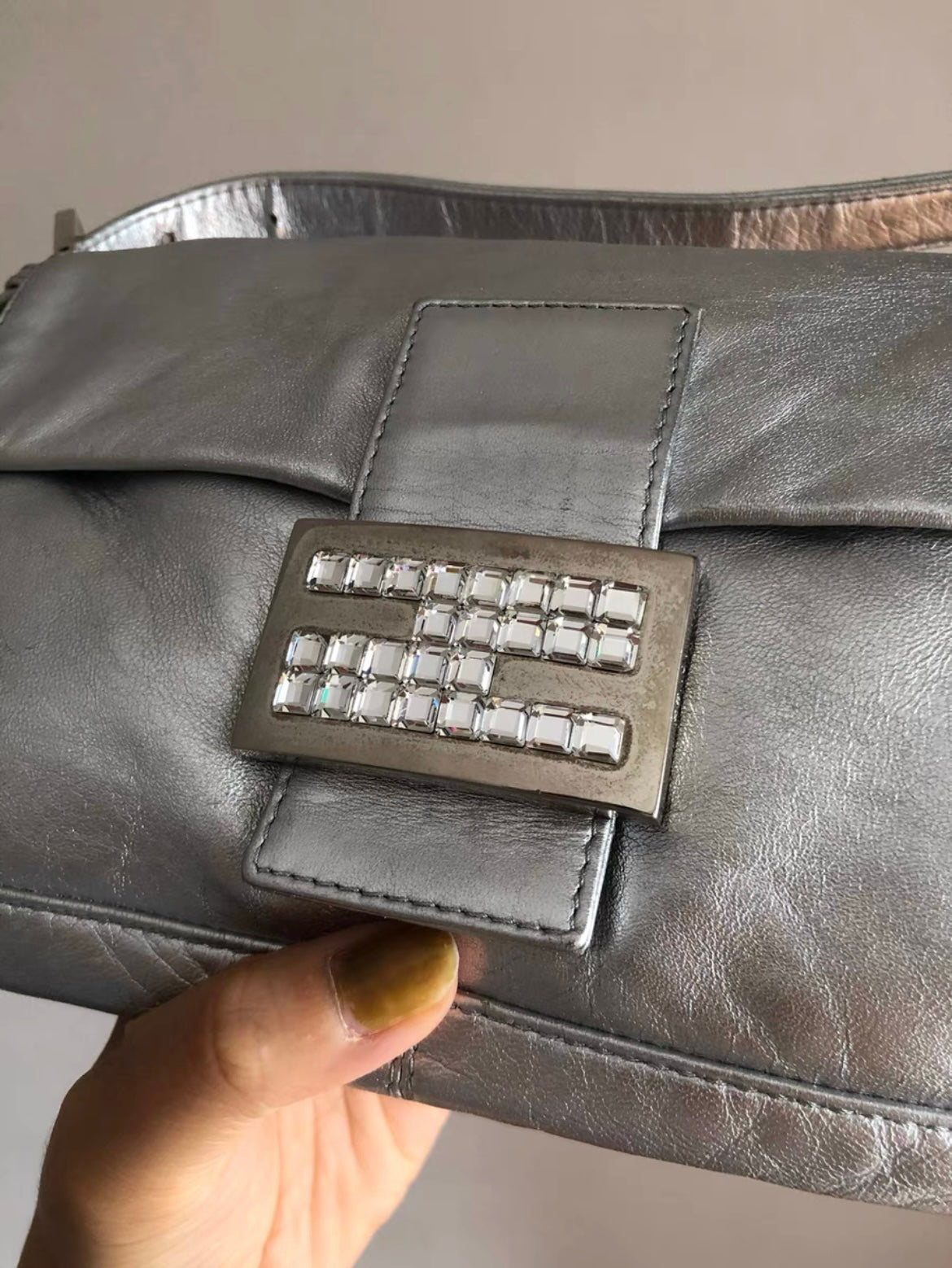 Fendi Vintage Silver Baguette shoulder Bag