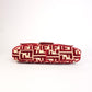 Pre-Owned Fendi Baguette Velvet Zucca Monogram Shoulder Bag Red with Rhinestone FF Buckle - Classic Charmers