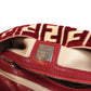 Pre-Owned Fendi Baguette Velvet Zucca Monogram Shoulder Bag Red with Rhinestone FF Buckle - Classic Charmers