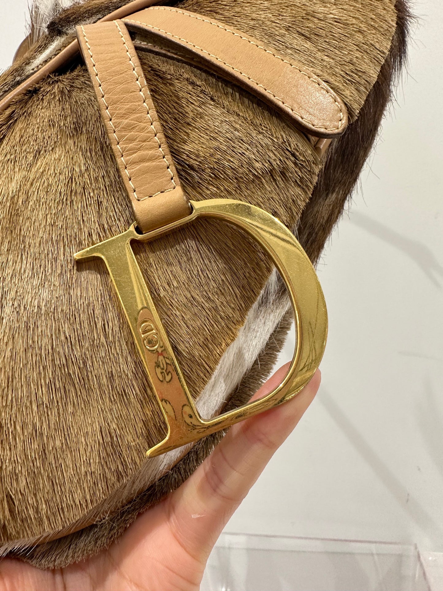 Dior vintage Pony Hair Saddle Bag Brown No.3