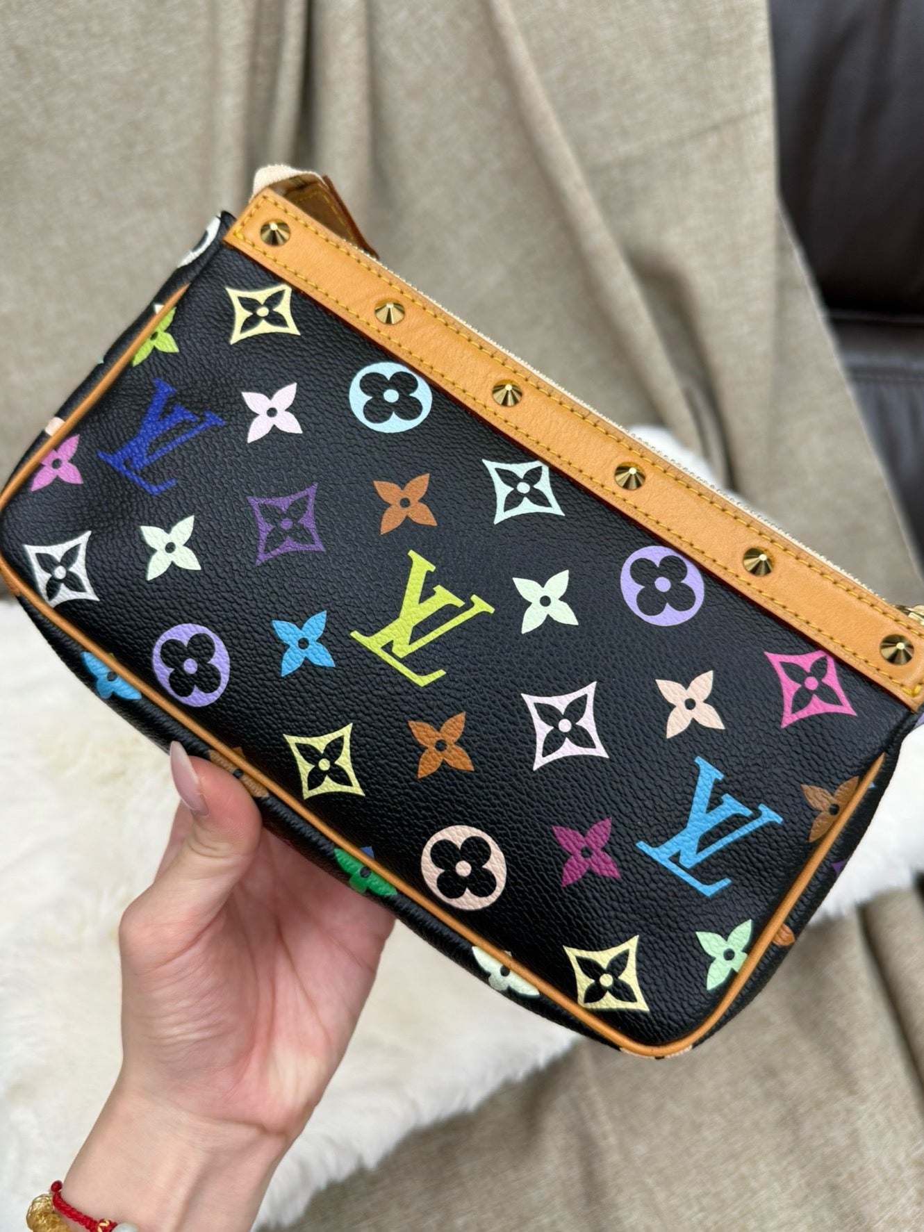LOUIS VUITTON
Black Monogram Multicolor Accessories Pochette Bag