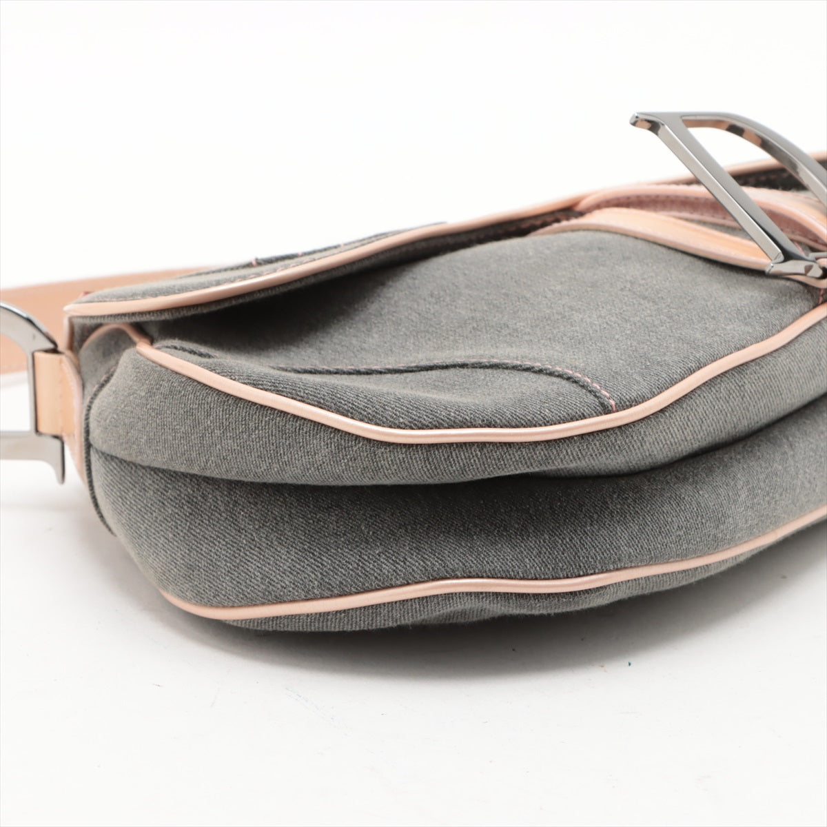 Christian Dior Vintage Denim Pink patent Saddle bag medium