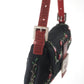 Pre-Owned Fendi Baguette Beaded Floral Embroidery Satin Bag with Red Strap