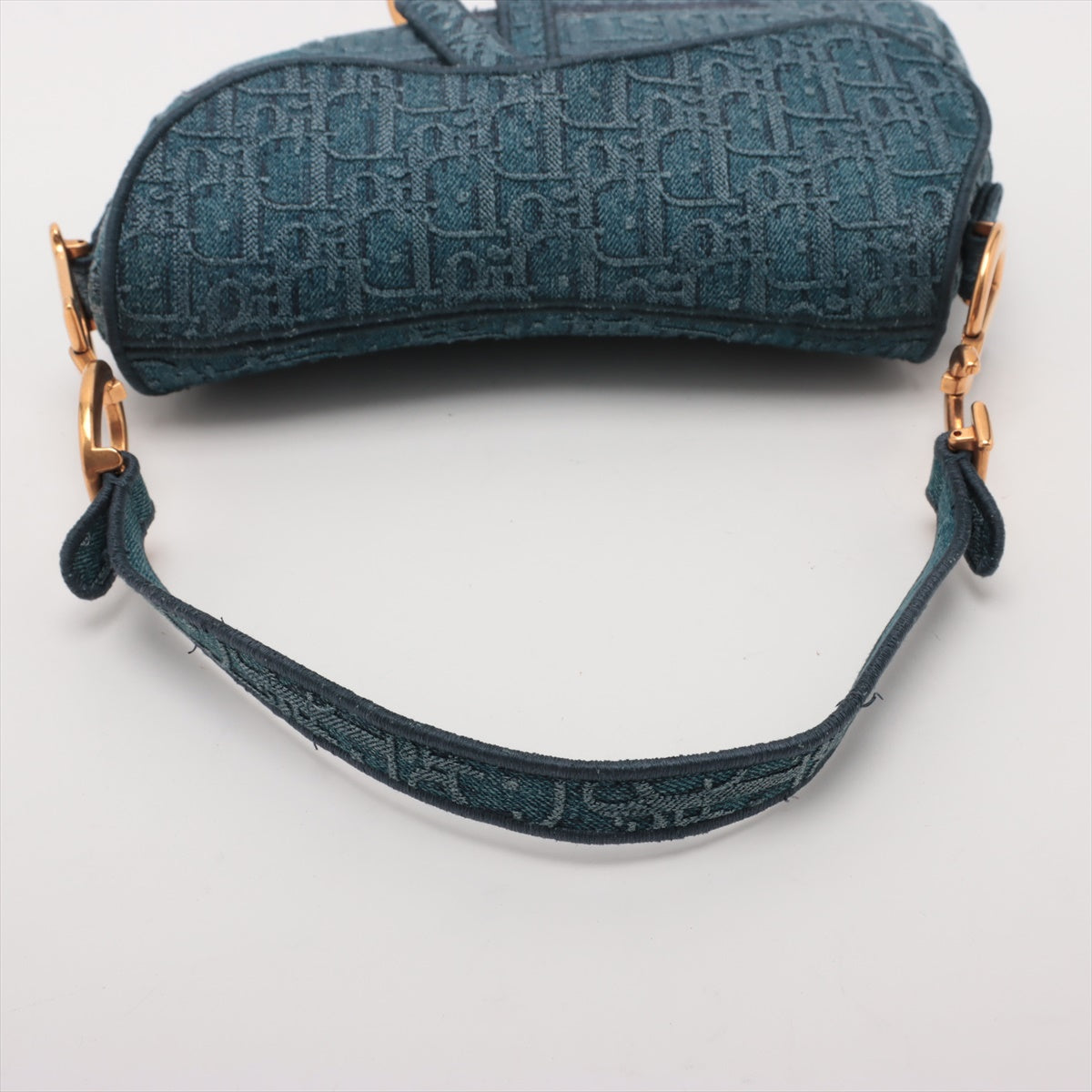 Pre Owned - Christian Dior Oblique Saddle Bag Denim Blue Medium