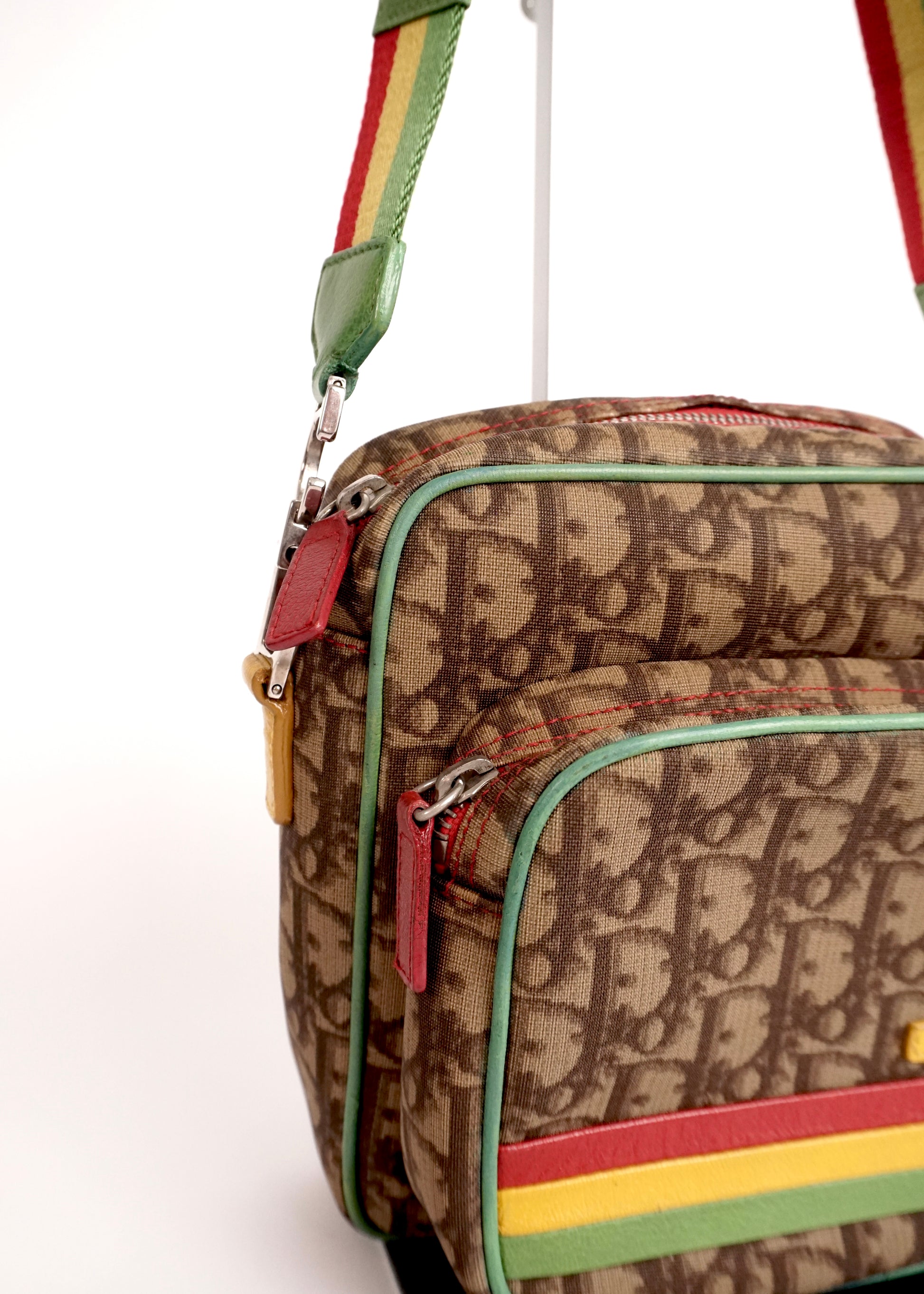 Pre-Owned Christian Dior Rasta Oblique Canvas Crossbody Bag Brown/Green/Red/Yellow - Classic Charmers