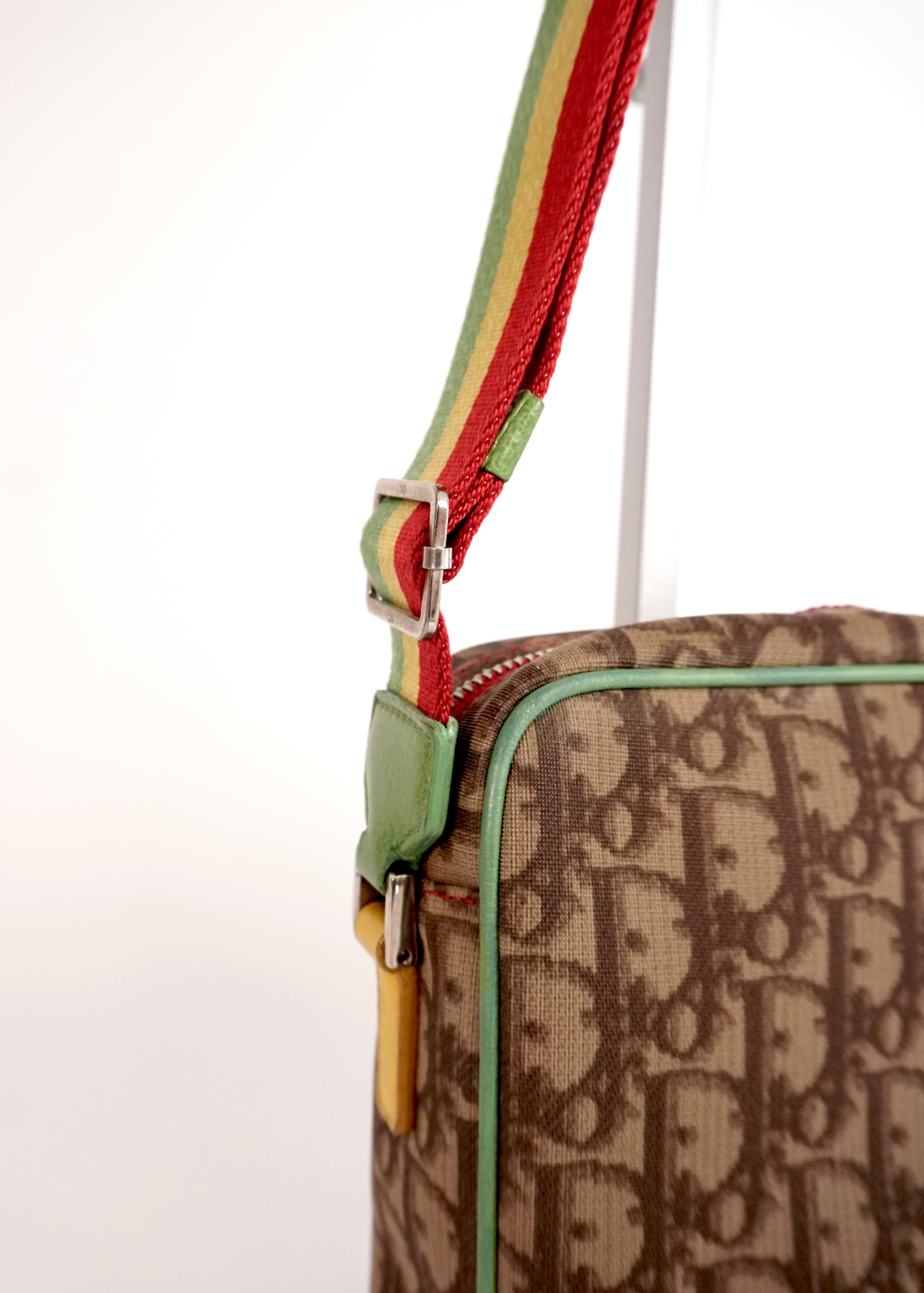 Pre-Owned Christian Dior Rasta Oblique Canvas Crossbody Bag Brown/Green/Red/Yellow - Classic Charmers