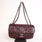 Pre-Owned Chanel Classic Flap Bag Quilted Crinkled Patent Leather Burgundy - Classic Charmers