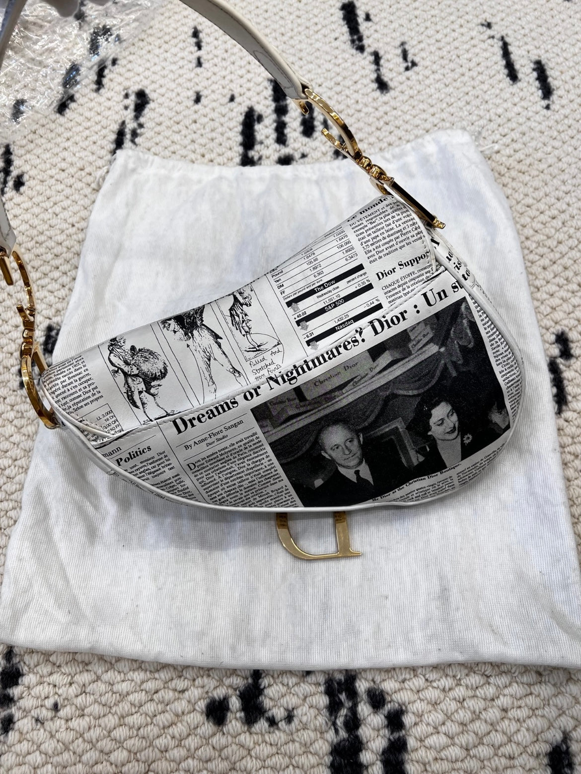 Dior limited edition rare Newspaper vintage small Saddle bag