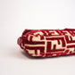 Pre-Owned Fendi Baguette Velvet Zucca Monogram Shoulder Bag Red with Rhinestone FF Buckle - Classic Charmers