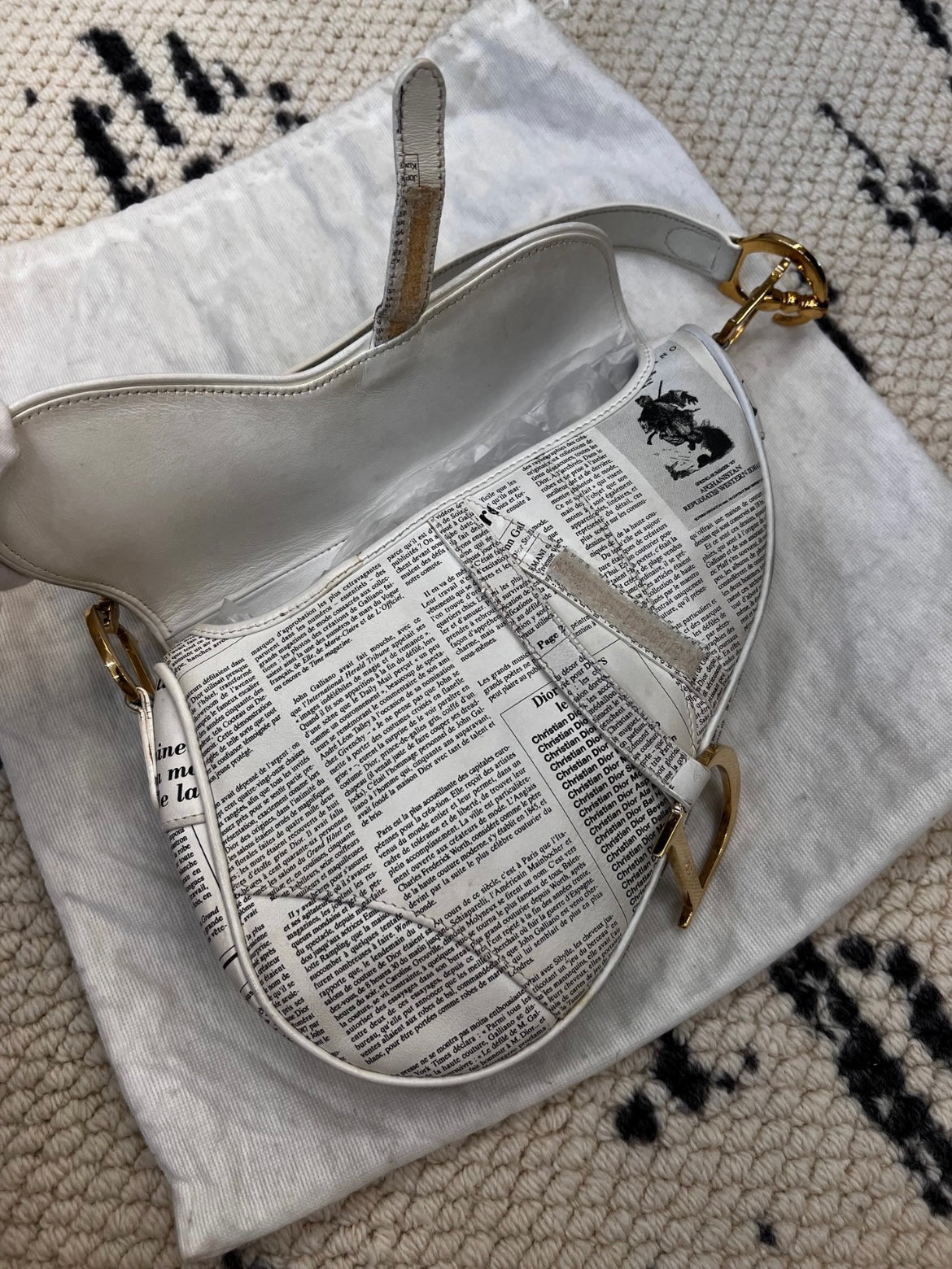 Dior limited edition rare Newspaper vintage small Saddle bag