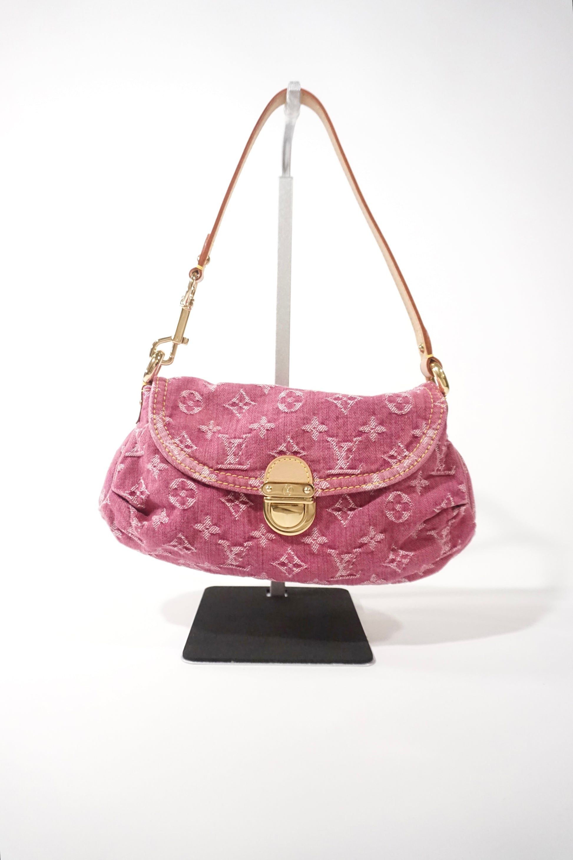  Louis Vuitton Monogram Denim Pleaty Bag Pink