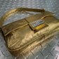 Fendi Vintage Gold leather Baguette with Diamonds