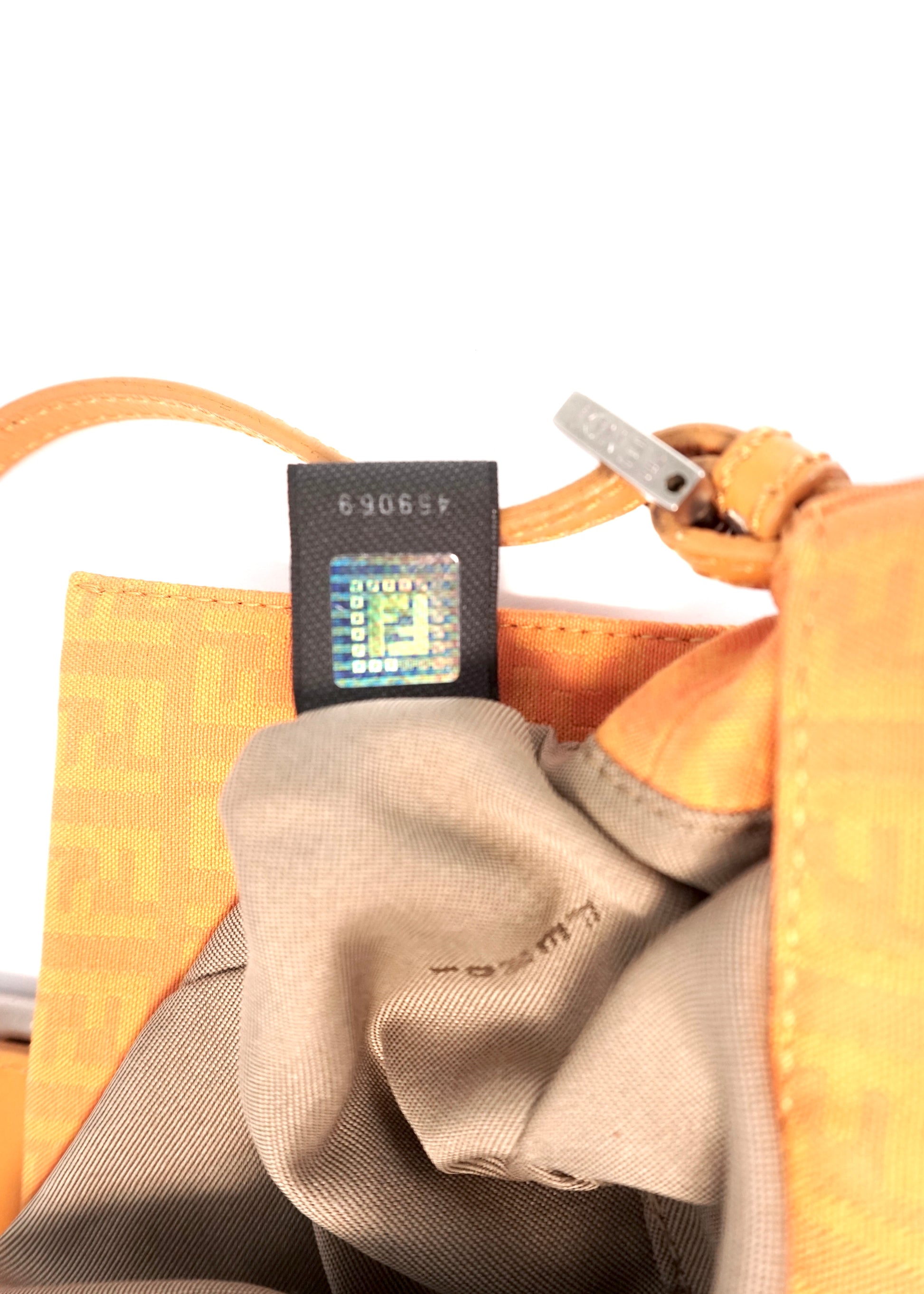 Pre-Owned Fendi Baguette Zucca Canvas Shoulder Bag Orange with Silver Hardware - Classic Charmers