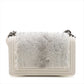 Pre-Owned Chanel Boy Chanel Fur × Leather Chain Shoulder Bag Beige Silver Metal