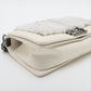 Pre-Owned Chanel Boy Chanel Fur × Leather Chain Shoulder Bag Beige Silver Metal