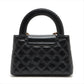 Pre-Owned Chanel Shiny Aged Calfskin Quilted Nano Kelly Black Gold Metal