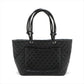 Pre-Owned Chanel Cambon Line Leather Tote bag Black Silver Metal