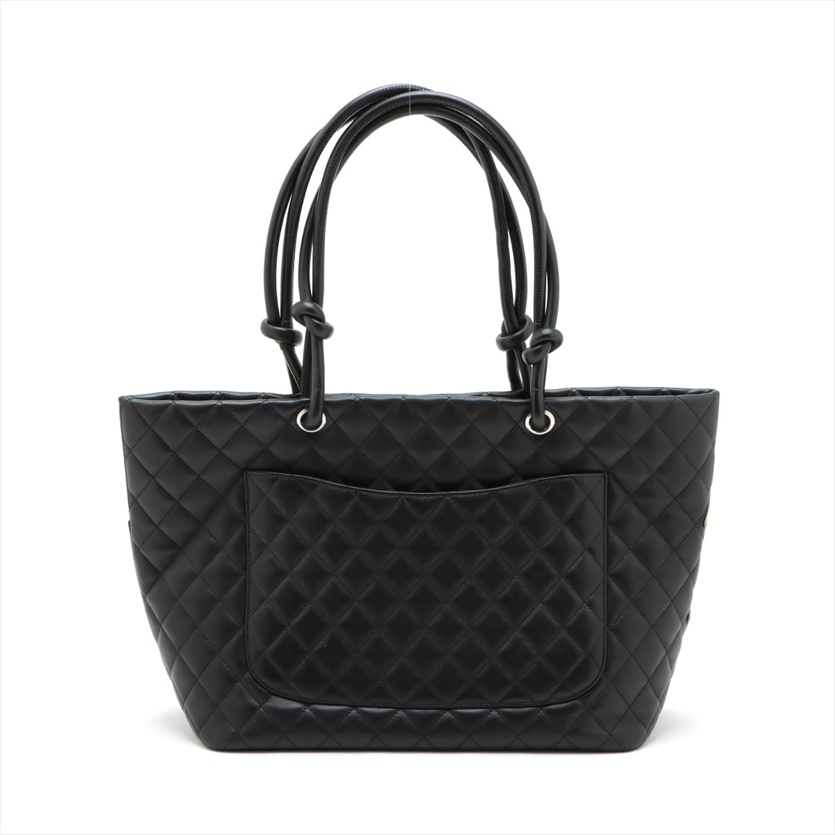 Pre-Owned Chanel Cambon Line Leather Tote bag Black Silver Metal