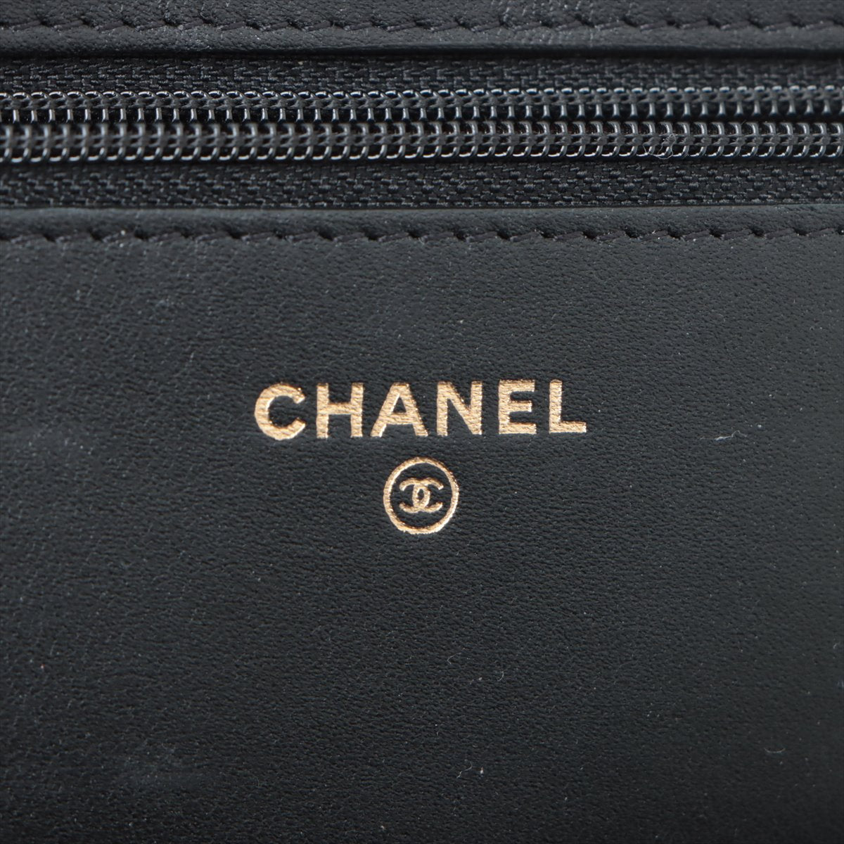 Pre-Owned Chanel 2.55 Lambskin Wallet on Chain Shoulder Bag Black Gold Metal