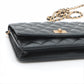 Pre-Owned Chanel 2.55 Lambskin Wallet on Chain Shoulder Bag Black Gold Metal - Classic Charmers