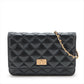Pre-Owned Chanel 2.55 Lambskin Wallet on Chain Shoulder Bag Black Gold Metal - Classic Charmers