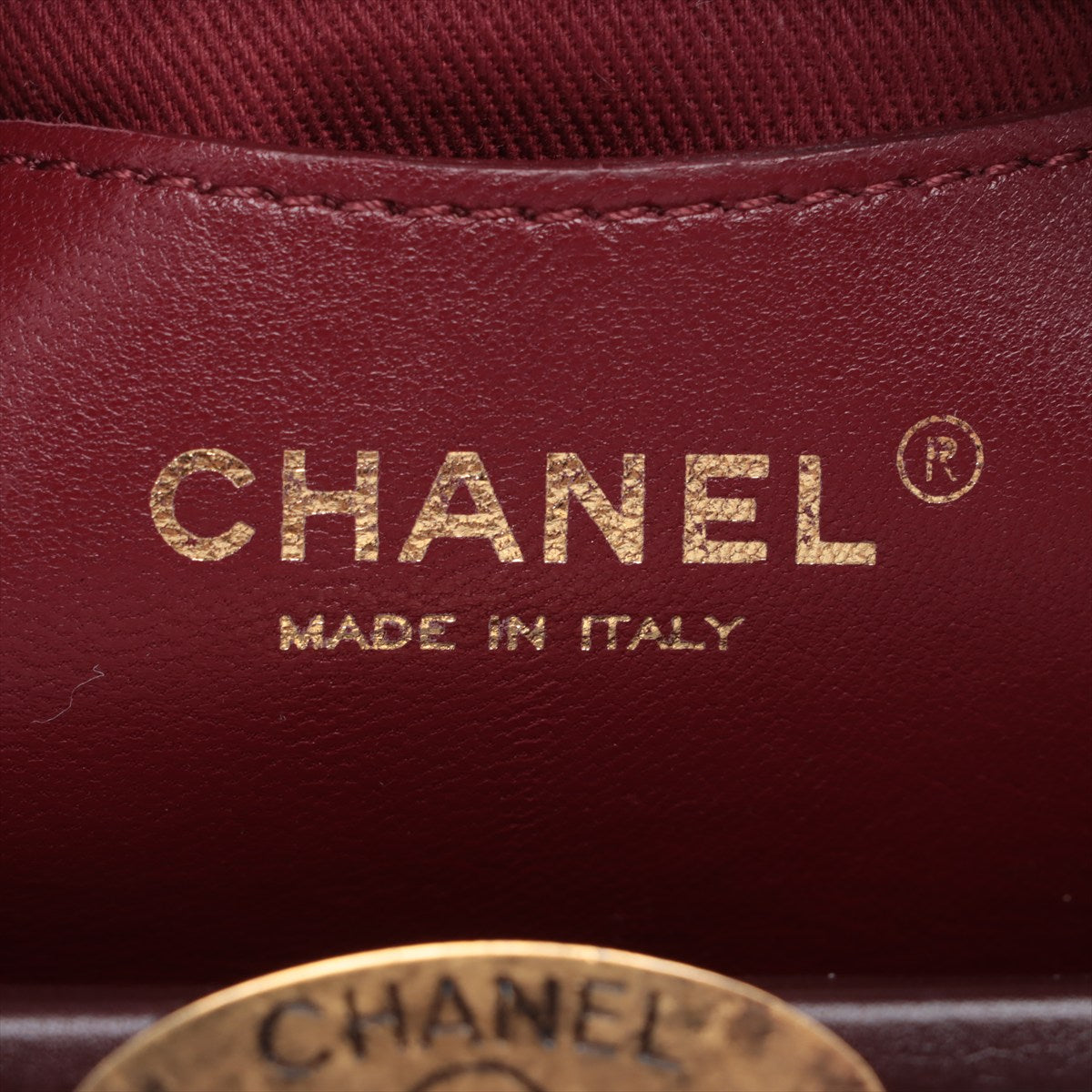 Chanel Coco mini Mark Vintage calf Chain Shoulder Bag Bordeaux Gold Metal