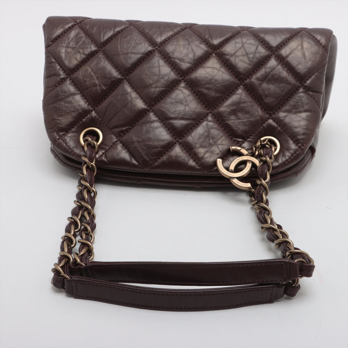 Chanel Coco mini Mark Vintage calf Chain Shoulder Bag Bordeaux Gold Metal