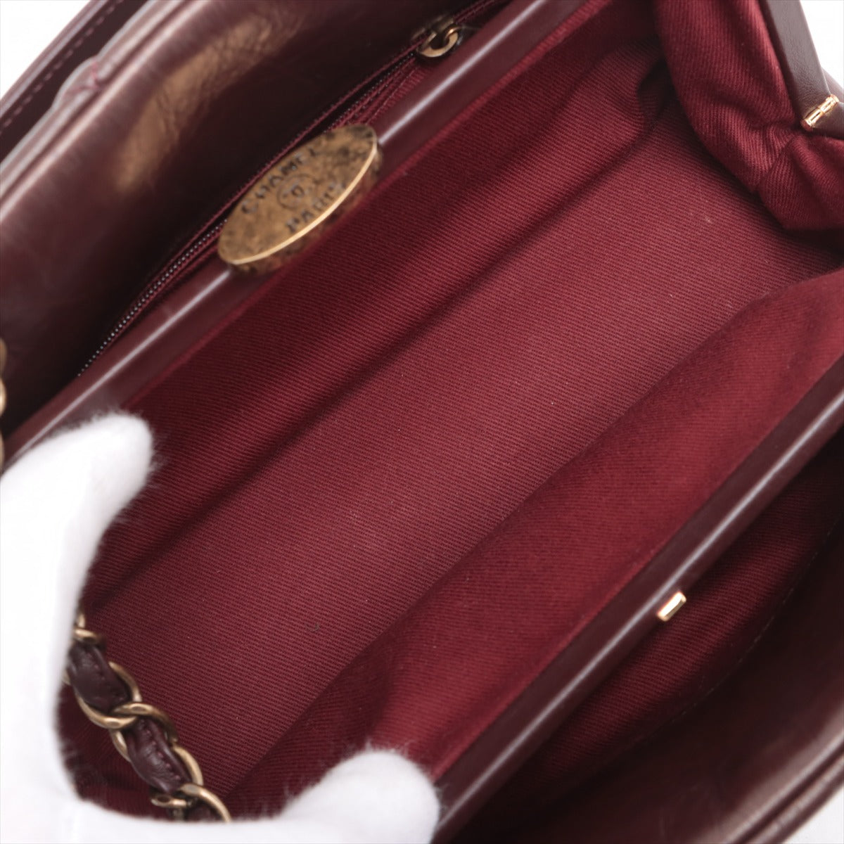 Chanel Coco mini Mark Vintage calf Chain Shoulder Bag Bordeaux Gold Metal