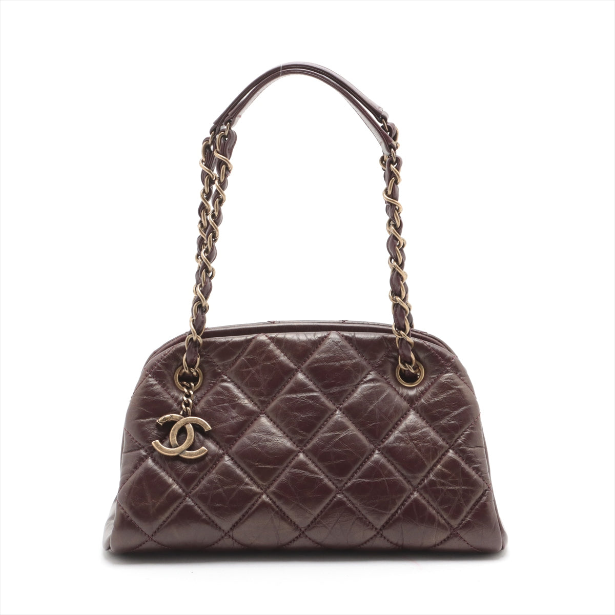 Chanel Coco mini Mark Vintage calf Chain Shoulder Bag Bordeaux Gold Metal