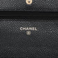 Pre-Owned Chanel Caviar leather Wallet on Chain  Black Gold Metal