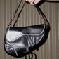 Christian Dior Black white stitch Saddle bag