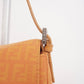 Pre-Owned Fendi Baguette Zucca Canvas Shoulder Bag Orange with Silver Hardware - Classic Charmers