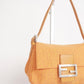 Pre-Owned Fendi Baguette Zucca Canvas Shoulder Bag Orange with Silver Hardware - Classic Charmers