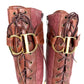 Christian Dior Galliano Era CD Buckle Ostrich Leather Lace-Up Knee-High Boots Burgundy size 37