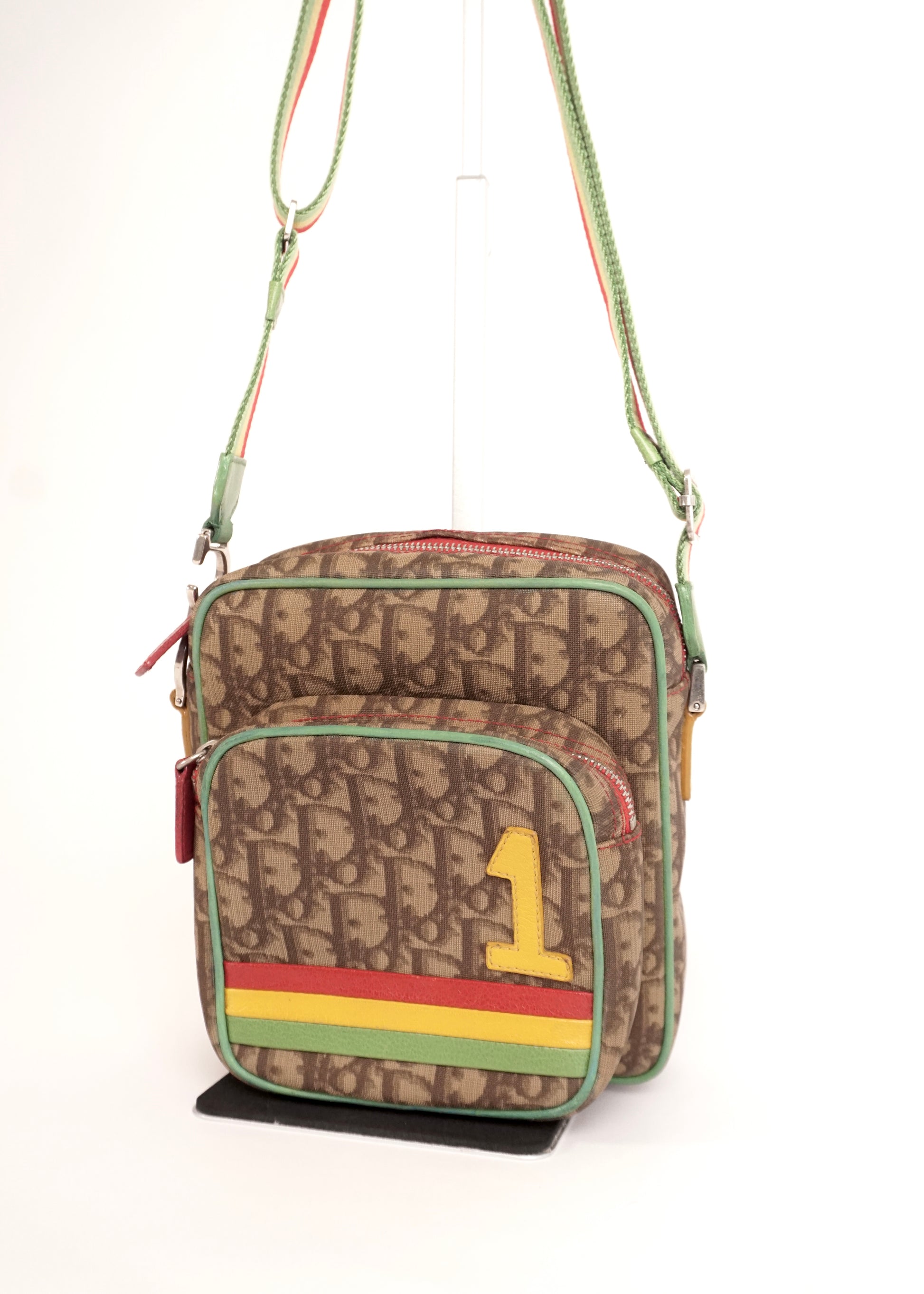 Pre-Owned Christian Dior Rasta Oblique Canvas Crossbody Bag Brown/Green/Red/Yellow - Classic Charmers
