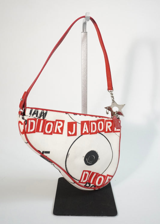Christian Dior John Galliano Hardcore Mini Red Canvas Saddle