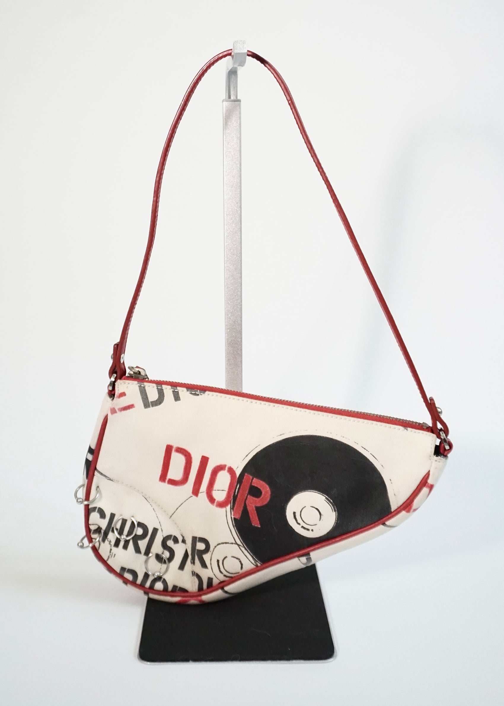 Christian Dior John Galliano Hardcore Mini Red Canvas Saddle