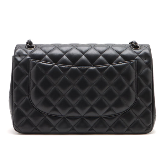 Pre-Owned Chanel DEKAMATRASSE 30 so black jumbo Lambskin Double classic flap